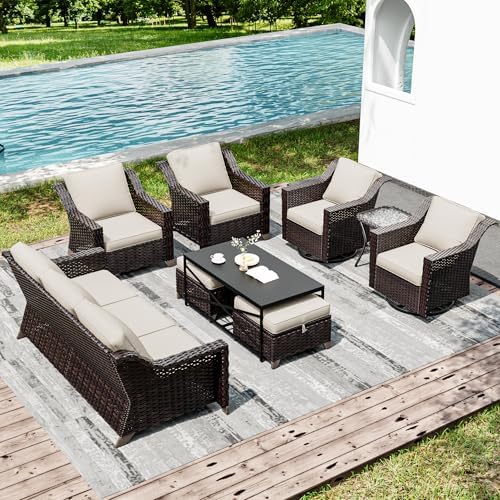 Wicker Patio Furniture Sets, 9 Pieces Upgraded Large Size Outdoor Furniture - Image 6