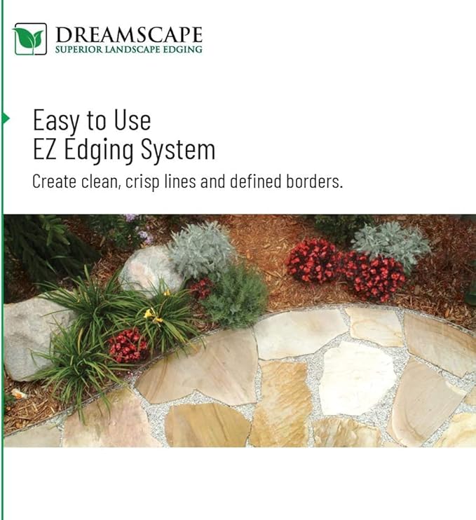 Dreamscape E-Z Edge Aluminum Landscape Edging - 12 Strips, 6ft Each (72ft Total), Mill Finish (Natural Aluminum) - Professional Quality Landscaping Border, Metal Divider for Lawn, Garden, Flowerbed…