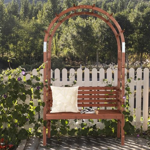 6.8 FT Wooden Garden Arch With Bench by Unknown