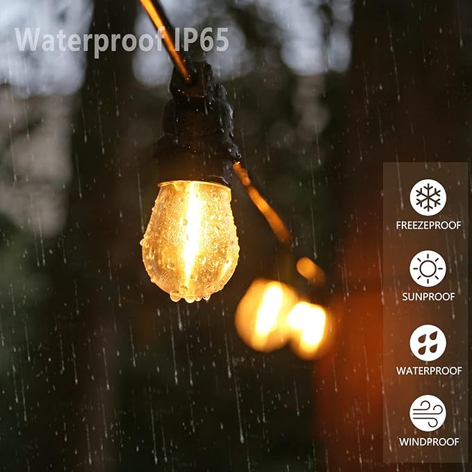 S14 Replacement LED Light Bulbs, Shatterproof & Waterproof 1W S14 LED Bulbs, Outdoor String Lights , E26 Base Patio Edison LED Light Bulbs, Warm White 2200K Plastic 70ML Non-Dimmable 25 Pack