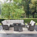 Patio Furniture Set with Fire Pit Table, Outdoor Swivel Rocker Patio Chairs by Belord