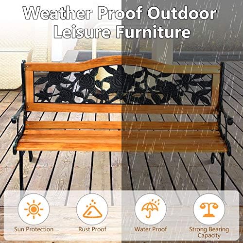 S AFSTAR Outdoor Garden Bench, Patio Bench - Image 5