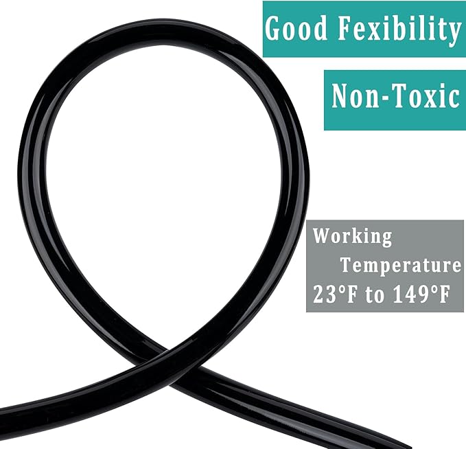 Black Vinyl Tubing 5/8” ID × 4/5” OD - 25 Feet PVC Flexible Plastic Tube Hybrid Hose, Transfer Water Air Oil for Pond Fountain Garden, Non-toxic and BPA free