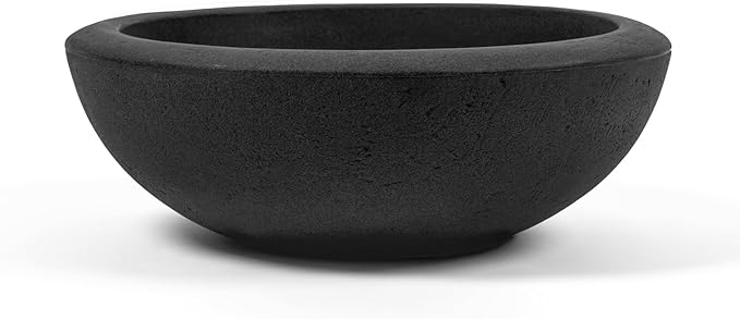 ARBORA 26" Santorini Bowl Polyresin Indoor and Outdoor Planter with Classic Black Finish - Durable, Weatherproof, Lightweight, Large Plant Pot for Patio, Garden, Deck, Entryway