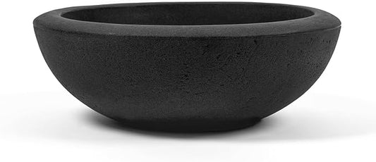 ARBORA 26" Santorini Bowl Polyresin Indoor and Outdoor Planter with Classic Black Finish - Durable, Weatherproof, Lightweight, Large Plant Pot for Patio, Garden, Deck, Entryway