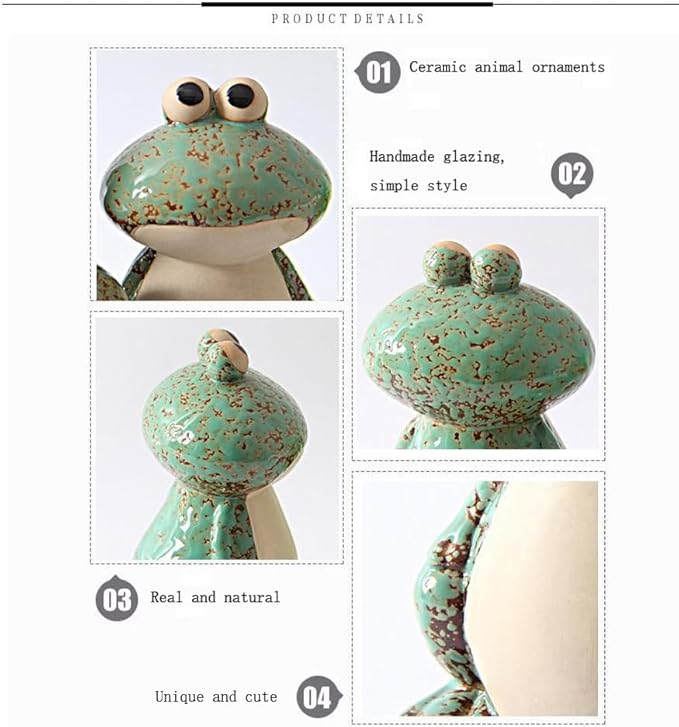 Frog Garden Decoration Set of 3,Funny Cute Ceramic Frog Garden Statues Yard Decoration Outdoor Holiday Decorations,Ideal Ornament for Outside Pond Pool Patio Front Porch Backyard (Green)