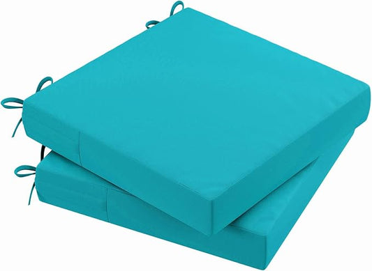 AAAAAcessories Outdoor Seat Cushions for Chairs, Waterproof, Fade-Resistant Patio Furniture Replacement Cushions, 20" x 20" x 3", Set of 2, Turquoise Blue