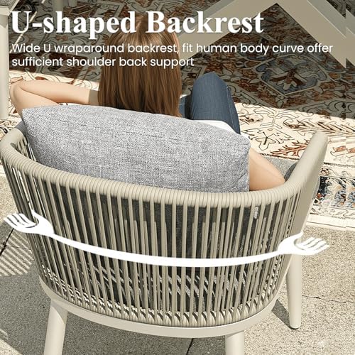 7 Pieces Outdoor Patio Dining Set, Aluminium Rectangular Dining Table and - Image 3