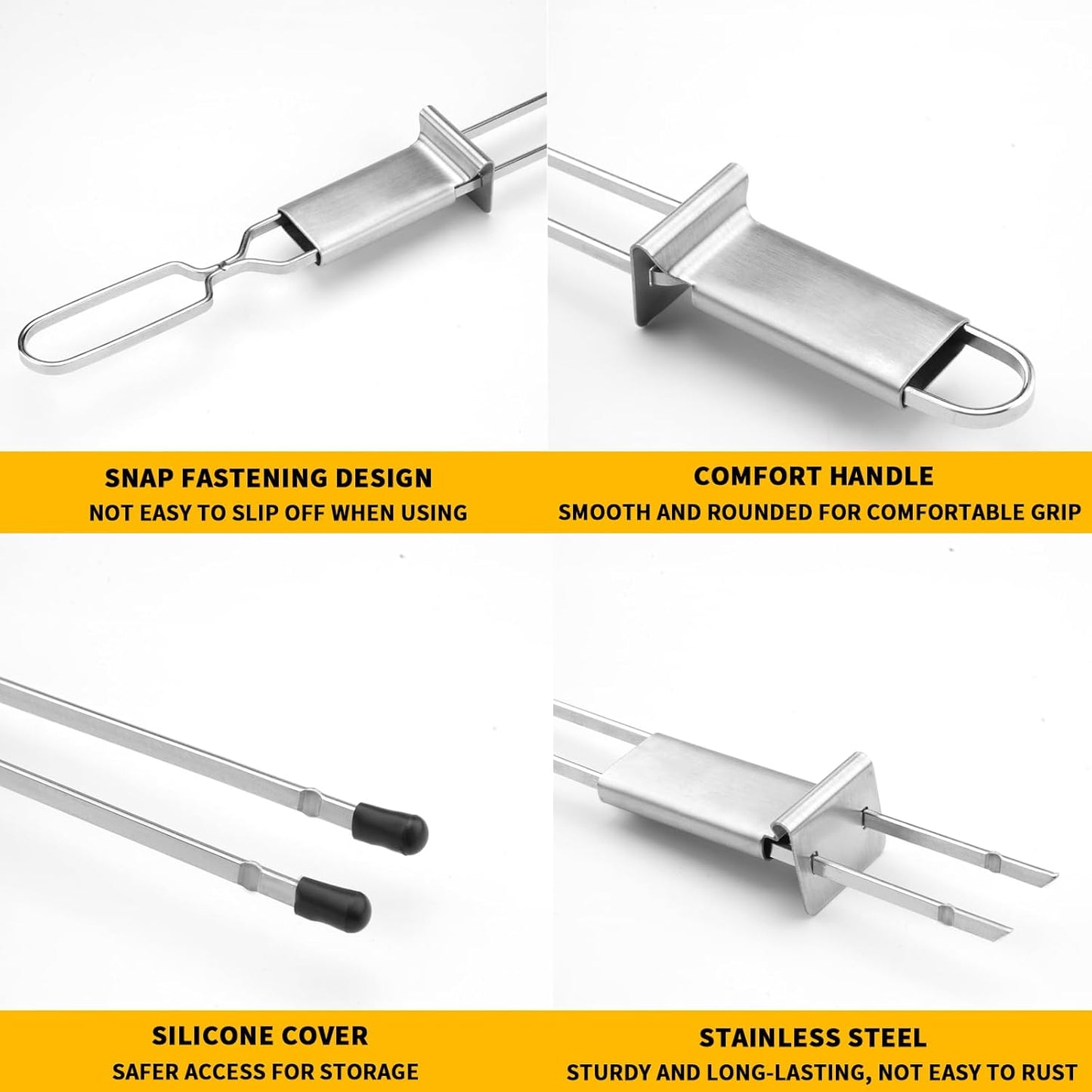 BBQ Skewers,Premium 304 Stainless Steel BBQ Skewers,13 Inch Heavy Duty Metal Kabob Sticks for Grilling, Reusable & Dishwasher Safe (Double fork10)