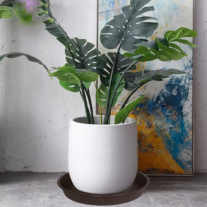 2 Pack of Plant Saucer 20 22 inch (19.5 Inch Base), Deep Heavy Duty Plastic Plant Saucers 20" Round, Flower Plant Trays for Indoors Outdoor, Plant Drip Tray for Planter 18-22" (Chocolate Brown)