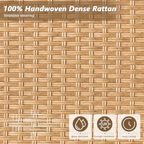 Outdoor Tiki Bar Set with Widen Hula Thatched Shade, 3-Piece Wicker Outside - Image 3
