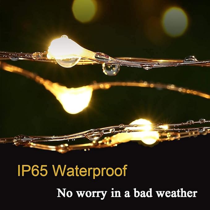 2 Pack Solar Watering Can String Lights Replacement Top - Round Solar Panel Outdoor Waterproof 32 Ft LED Copper Wire Hanging Lanterns Solar Lantern Battery Box Replacement Accessories(Warm/Cold)