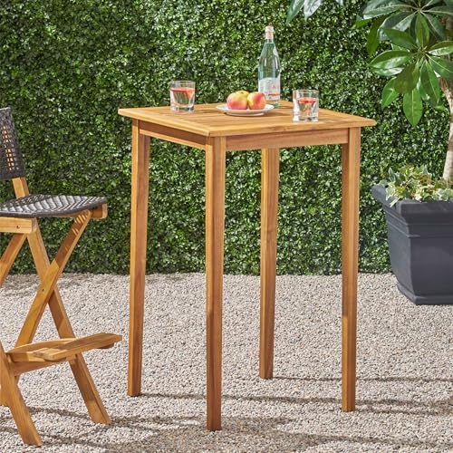 26'' Small Square Outdoor Bar Table, Wood Patio Outdoor High Top Bar Height by JJKFurniture-kevinplus