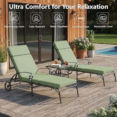 72 x 21 Inch Outdoor Chaise Lounge Cushions Set of 2 - Image 2