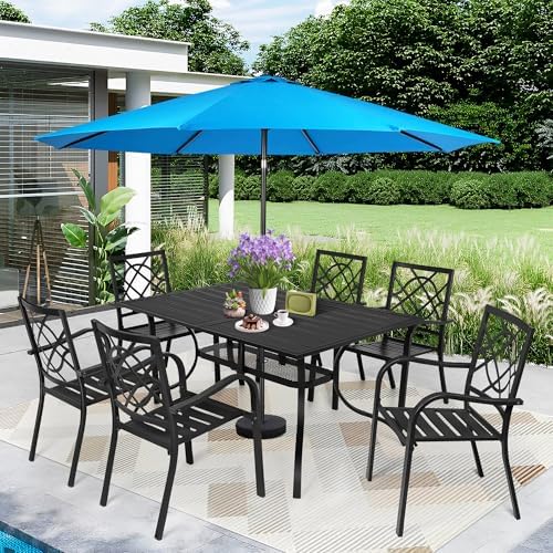 8-Piece Outdoor Wrought Iron Chairs and Table Patio Dining Furniture Set - Image 4