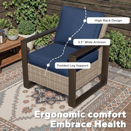 Outdoor Patio Chairs, 4 Pieces Wicker Rattan Furniture Set, 2 Patio Chairs and - Image 4