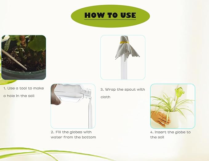 Adabocute Glass Plant Watering Globes, Cactus Self Watering Globes, Cacti Self Watering Planter Insert, Plant Watering Devices, Automatic Plant Waterer Indoor, Watering Bulbs, 3 Pack