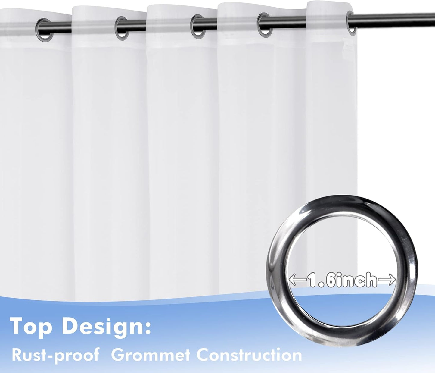 HolidayIdeas White Outdoor Sheer Curtains for Patio Waterproof, 4 Panels - 100 x 108 Inch - Extra Wide Voile Outside Curtains Light Filtering Grommet Drapes for Front Porch, Gazebo, Pergola, Backyard