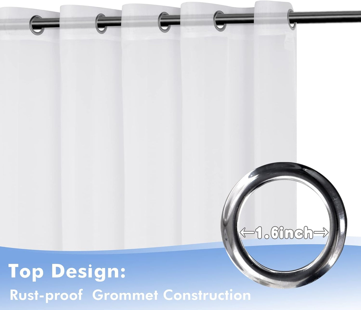 HolidayIdeas White Outdoor Sheer Curtains for Patio Waterproof, 6 Panels - 54 x 95 Inch - Light Filtering Voile Outside Curtains Grommet Drapes for Front Porch, Gazebo, Pergola, Backyard