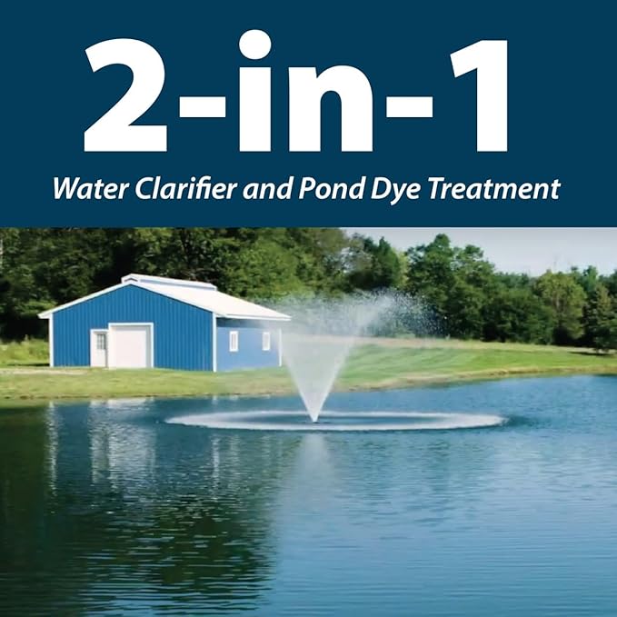 Airmax Pond Dye Plus, Twilight Blue Colorant & Natural Beneficial Bacteria, Large Pond & Lake Water Clarifier & Color Treatment, Shade Plants & Algae from Sunlight, Fish & Livestock Safe, 1 Gallon