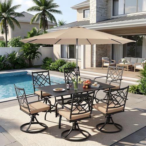 8 Piece Patio Dining Set Outdoor Furniture Set, Rectangular Metal Patio Dining - Image 6