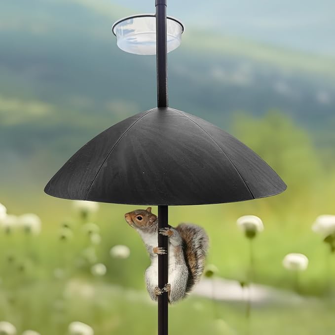 Bird Feeder,91in 4 Hook Bird Feeder Pole with Squirrel Baffle,Bath and Mesh Tray,Steel Multi-Feeder Kit Stand for Attracting Wild Birds, Easy Assembly for Courtyards (Weld, Black 91IN)