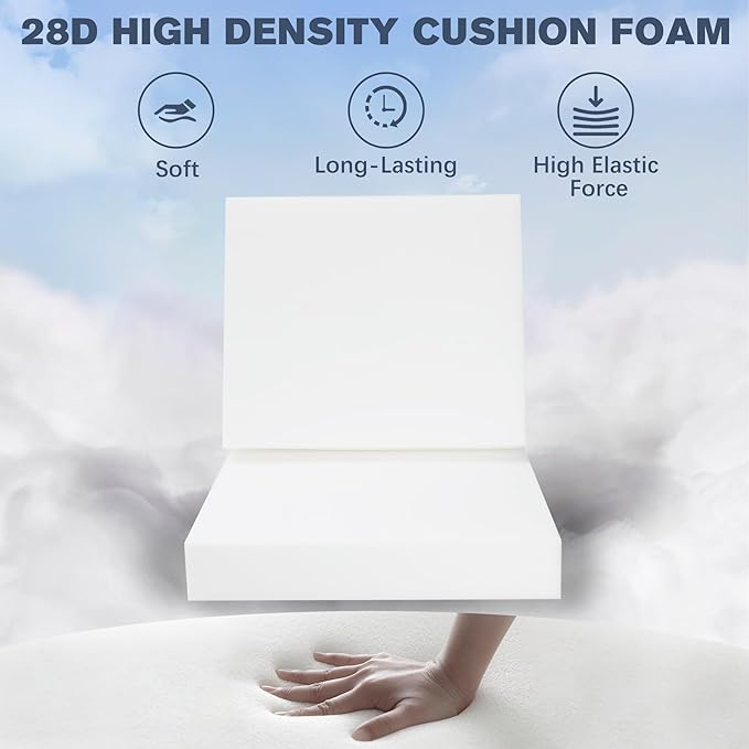 Favoyard Outdoor Deep Seat Cushion Set, 19 x 19 Inch Rainproof & 3-Year Fade Resistant Patio Furniture Cushions, Removable Seat Bottom & Back Cushion Covers with Ties for Chair, Sofa, Couch, Blue
