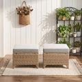 Luxury Outdoor Wicker Patio Ottomans Set of 2, 250 lbs Capacity Rattan Large by Rilyson