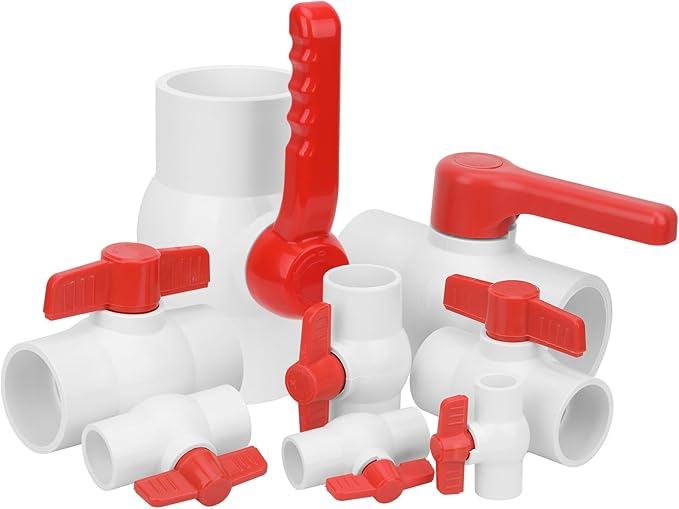 3Inch PVC Ball Valve Water Pipe Shut-off Valve Socket with Red T-Handle for Cold Water Supply lines, Irrigation Pipe fitting System(Socket x Socket), 3" PVC Water Shut-off Valves Fitting, SCH40