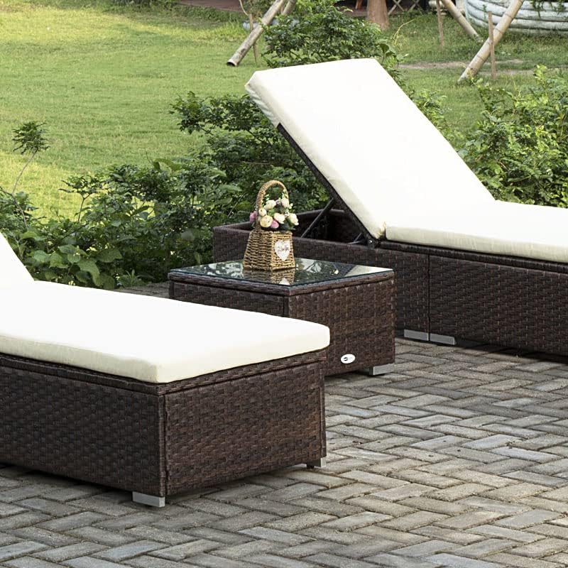 DIMAR GARDEN Outdoor Coffee Table Wicker Patio Side Table - Image 6