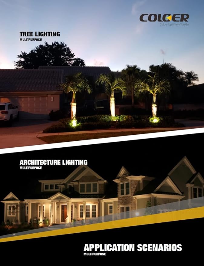 COLOER Brass Low Voltage Landscape Spotlight Fixture(Black) 12-Pack Without Bulb,12V AC/DC Outdoor Spot Lights for Yard, Directional Garden Patio Spot Up Light(101B-Black)
