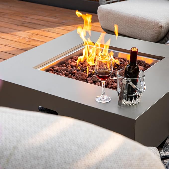 Ashton 36” Propane Fire Pit Smokeless Firepit Outdoor Gas Fire Pit for Outside Patio Firepit Table Includes Rain Cover Converter Kit Lava Rocks Lid CSA Certified