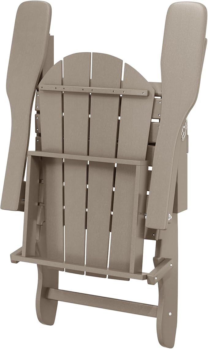 Westin Outdoors Laguna WO Home Furniture Adirondack Chair 4 PC Set Classic Outdoor Patio Folding Chair for Bon Fire Pit Lawn Backyard Beach Plastic Weather-Resistant (WeatherWood)
