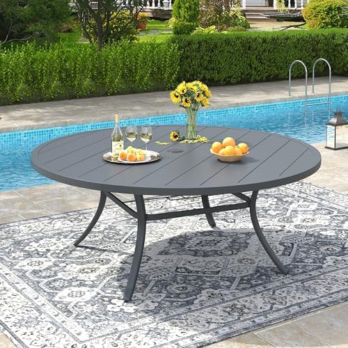 VICLLAX 60" Outdoor Round Patio Dining Table - Image 7