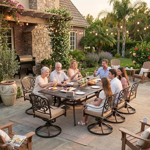 9-Pcs Cast Aluminum Patio Dining Set - Image 2