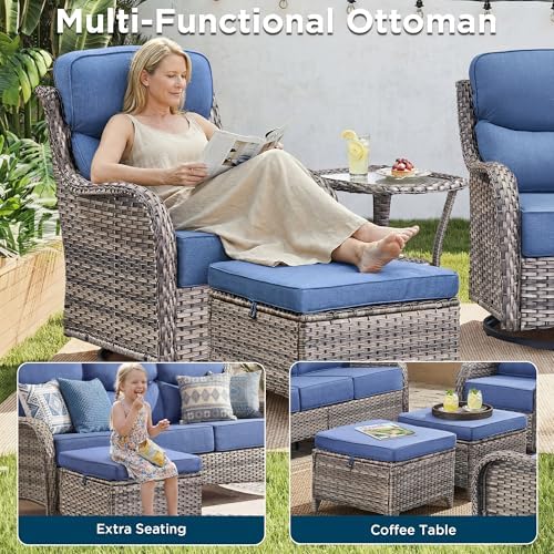 Luxury 6 Pieces Outdoor Patio Furniture Set-All Weather Wicker Outdoor Furniture - Image 6