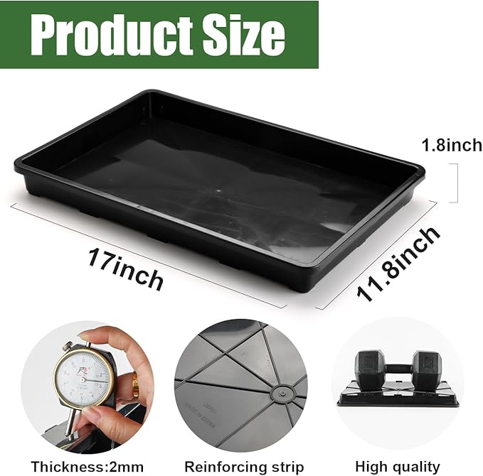 24 Cell Nursery Pots Trays (17"x11"x2") with Plastic Flat Seed Starter Trays, Durable Carrying Seedling Starter Tray, Reusable Planting Trays for Holding 2.7 inch Nursery Pots, 3 Sets Combo