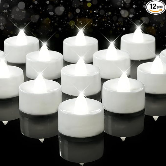 BEICHI Flameless Candles, 12Pack Battery Operated Candles, LED Tea Lights Candles Battery Operated, Flickering Fake Candles for Wedding Halloween Christmas Diwali- Pure White Light