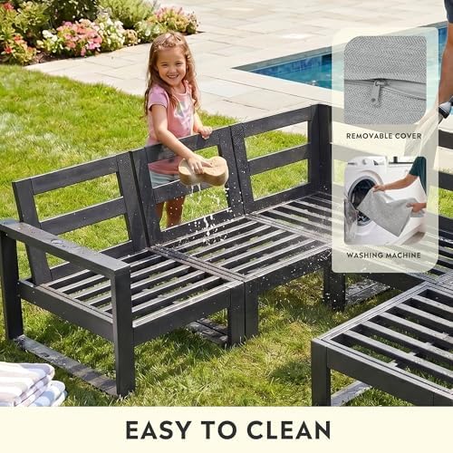Rockaway Outdoor HDPE Left Arm Sectional Patio Corner Club Chair - Image 7
