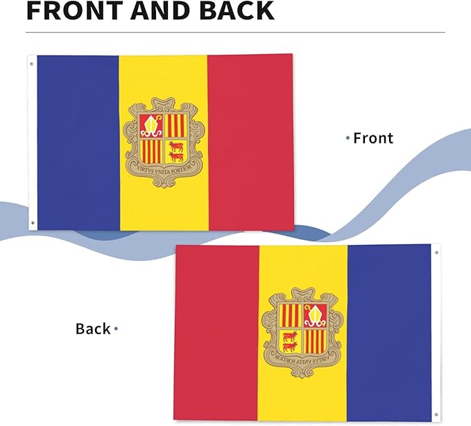 Andorran Flag Garden Yard House 2x3 ft Flags Double Sided Print Banner Indoor Outdoor Party Home Decorations for Boat Dorm House Balcony