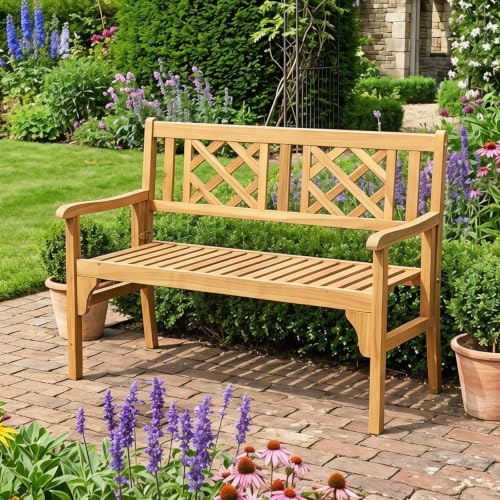 Tangkula Folding Outdoor Wood Garden Bench, Foldable Acacia Wood Patio Bench - Image 5