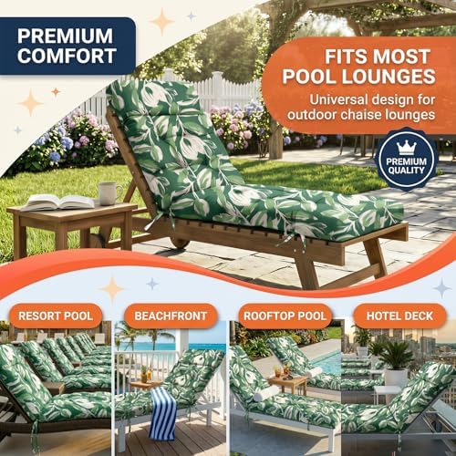 MAGIC ELEPHANT Chaise Lounge Cushion Outdoor, Memory Foam Patio Lounge Chair - Image 6