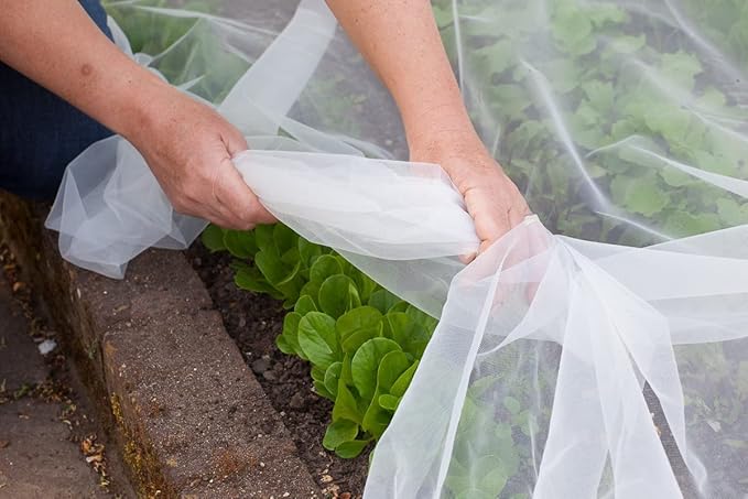 Agfabric Garden Netting 8'x10' Insect Pest Barrier Bird Netting for Garden Protection,Row Cover Mesh Netting for Vegetables Fruit Trees and Plants,White