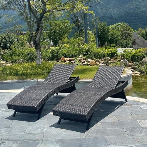 Set of Foldable Long Reclining Patio Seating Chairs, 2 Folding Chairs Patio by Asifom