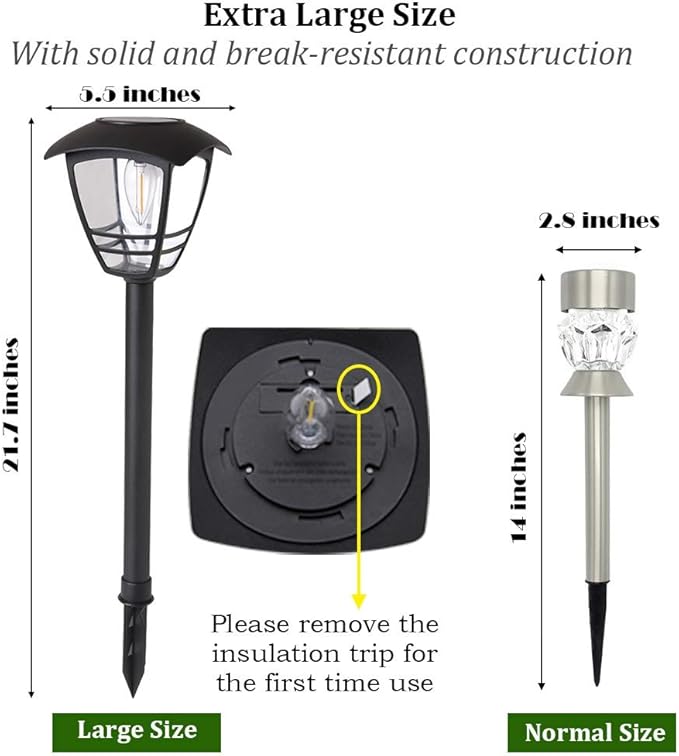 Maggift 4 Pack Vintage Solar Pathway Lights LED Bulbs Solar Powered Garden Walkway Lights for Outdoor Lawn, Patio, Yard, Walkway, Driveway , 15 Lumen