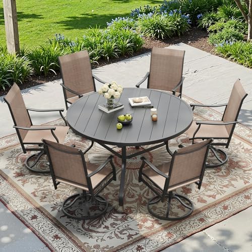 Soohow Round Outdoor Patio Dining Table, Metal Outdoor Dining Tables - Image 2