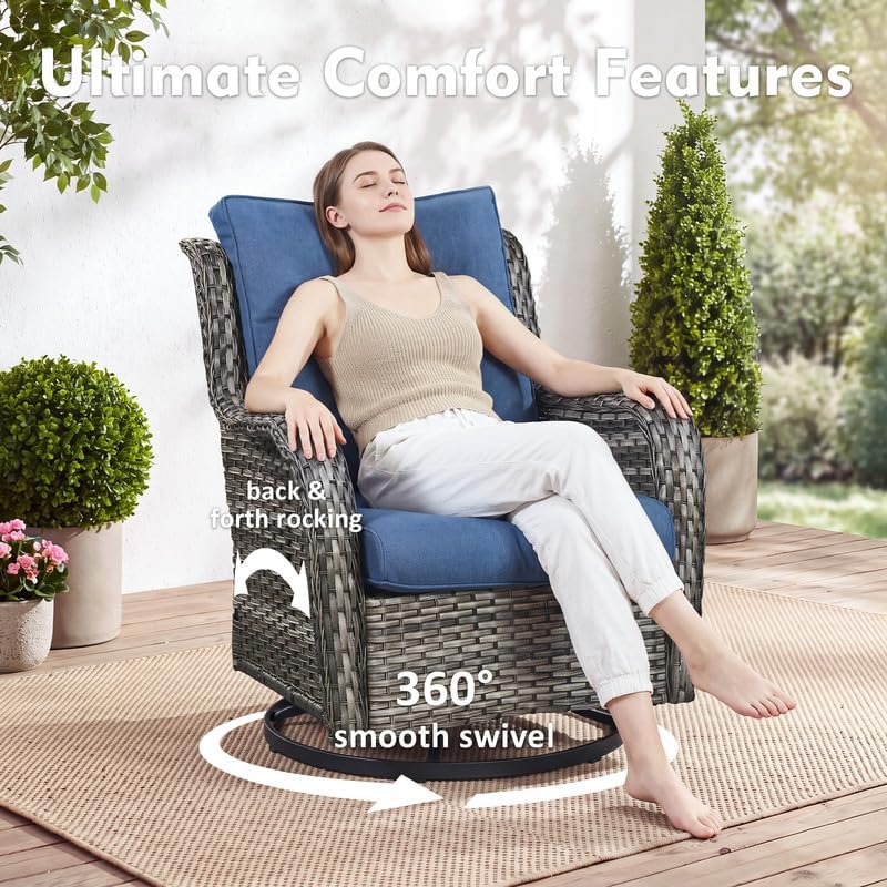 7 Piece Grey Wicker Patio Furniture Set, Rattan Outdoor Furniture - Image 4