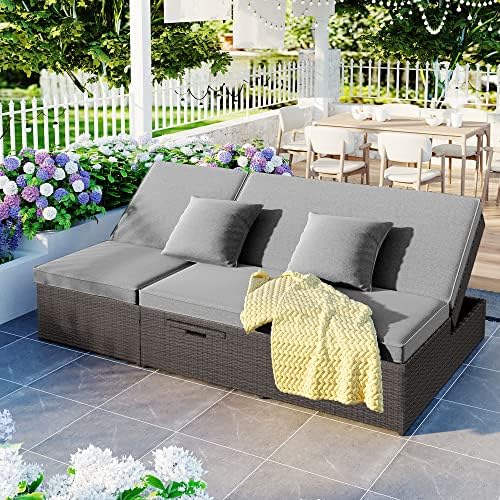 Double Chaise Lounge with Adjustable Backrest by Unknown