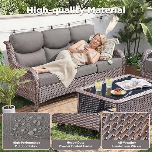 Luxury 4 Pieces Patio Furniture Set-Outdoor Swivel Rocker Patio Chairs - Image 5