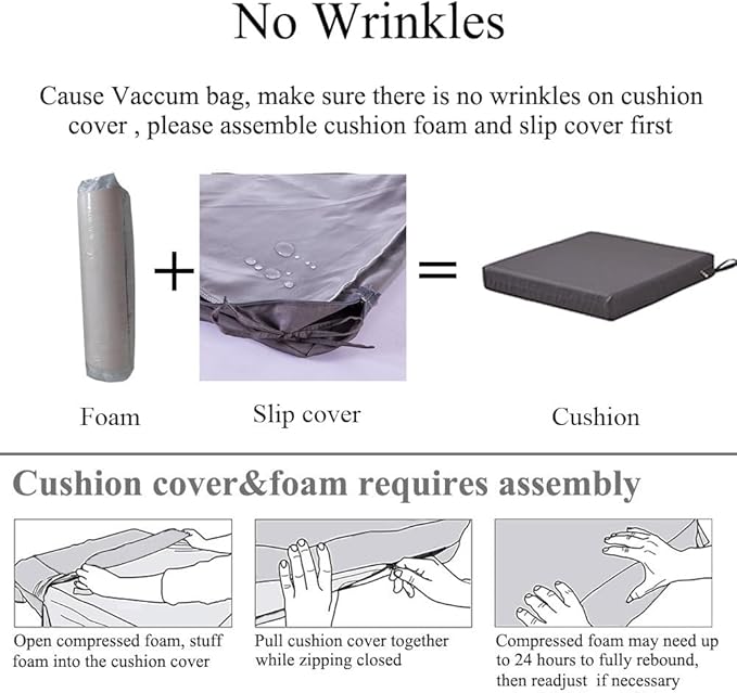 18 x 18 Inch Outdoor Chair Cushions for Patio Furniture, UV Resistant Non Slip Waterproof Replacement Patio Seat Cushion with Ties Set of 2, Navy Blue